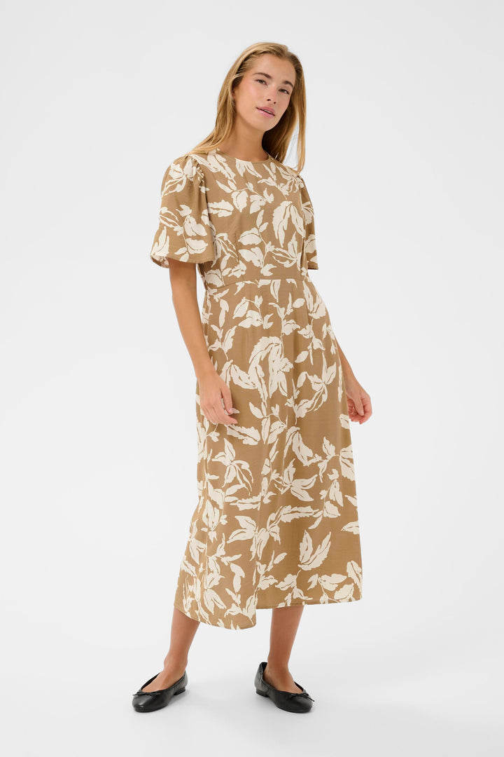 Kaffe Marlo Dress-Oak Chalk Leaves