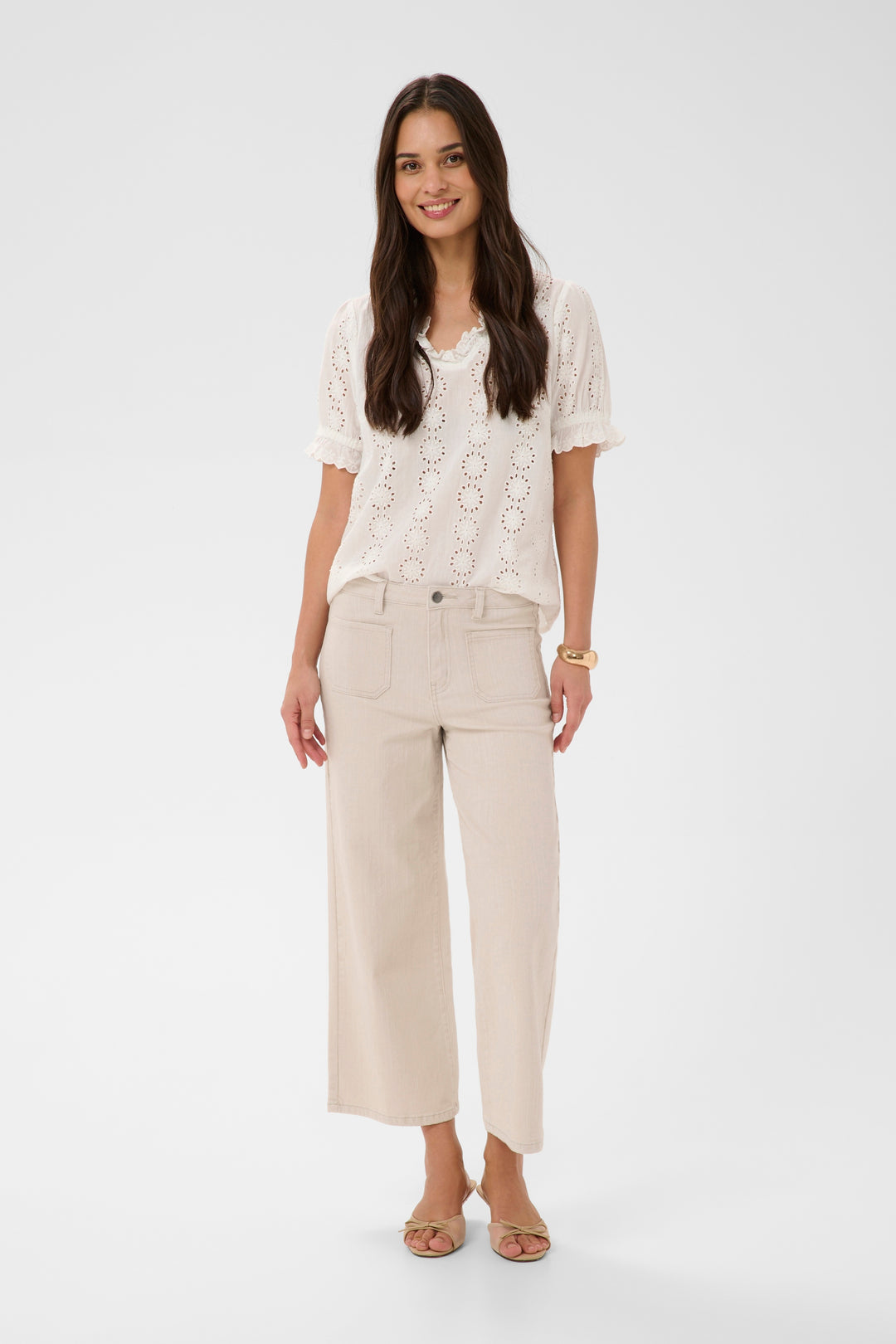 Kaffe Brooke Cropped High Waisted Jeans- Moonbeam