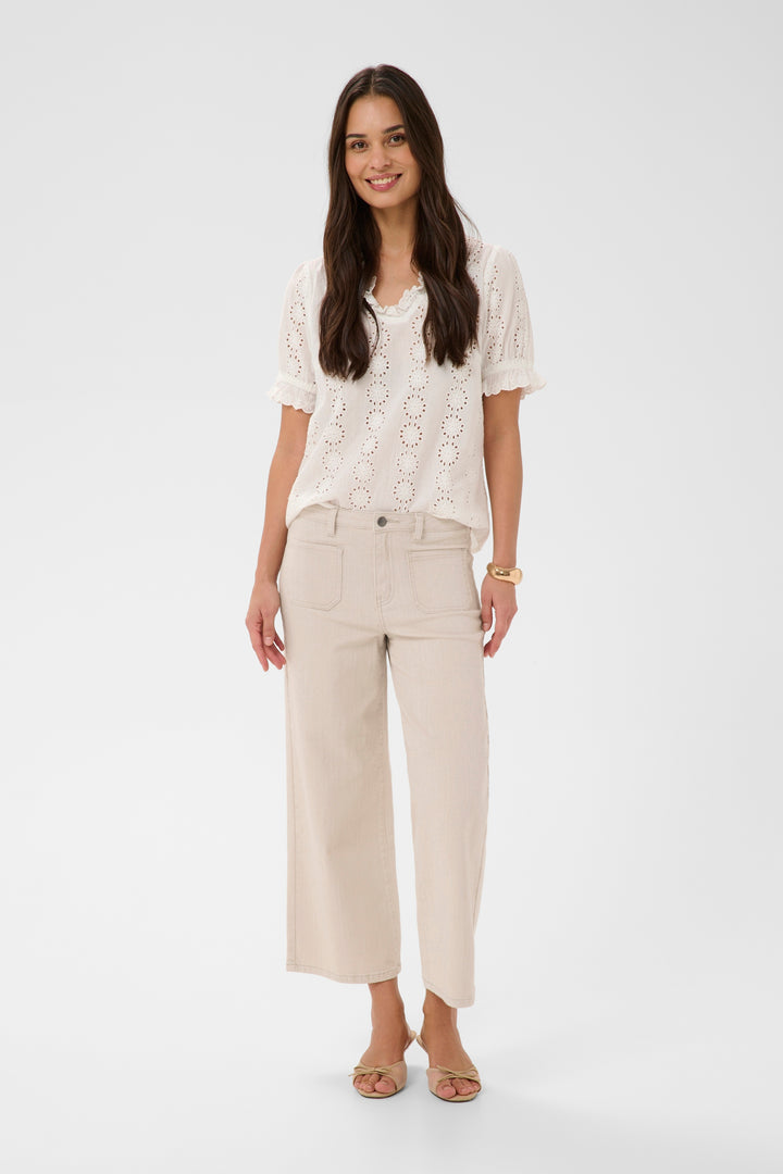 Kaffe Brooke Cropped High Waisted Jeans- Moonbeam