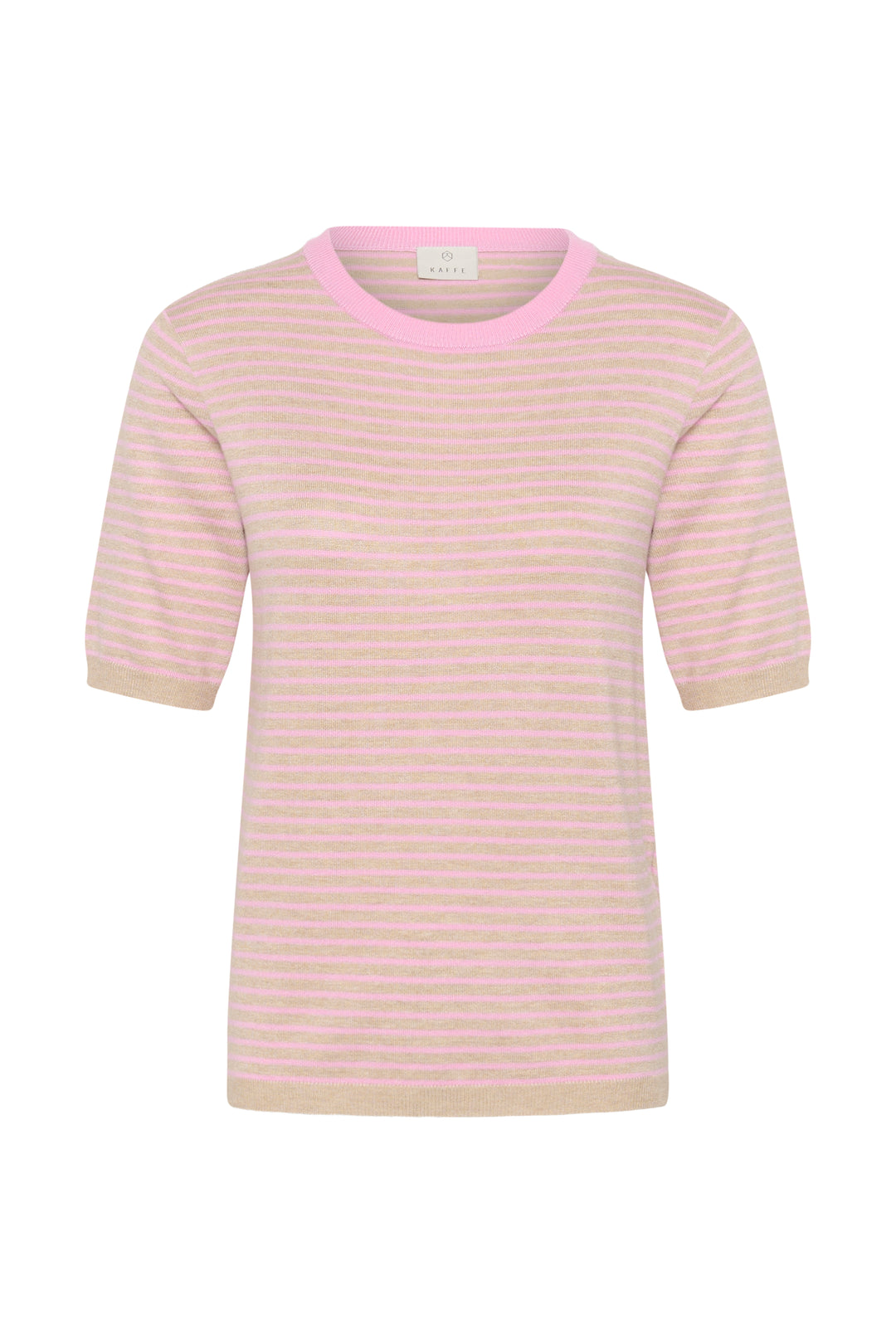 Kaffe Alizza Narrow Striped Pullover - Feather Mel/ Pink Fine Stripe