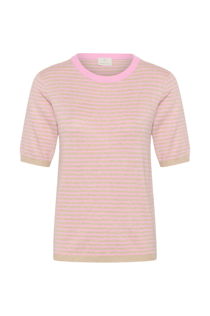 Kaffe Alizza Narrow Striped Pullover - Feather Mel/ Pink Fine Stripe