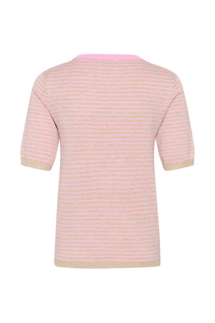 Kaffe Alizza Narrow Striped Pullover - Feather Mel/ Pink Fine Stripe