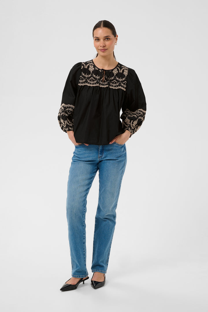 Kaffe KAkis Black Embroidered Blouse