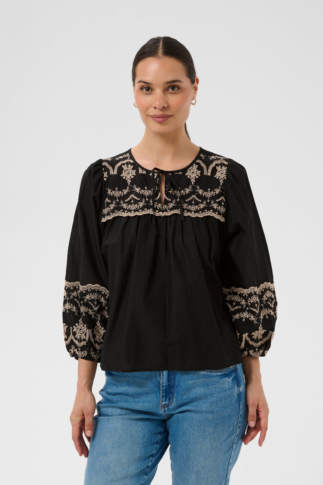 Kaffe KAkis Black Embroidered Blouse