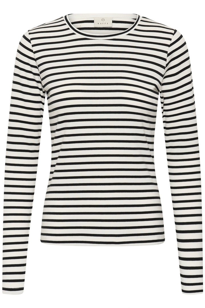 Kaffe KAliddy T-shirt- Chalk and Black Stripe