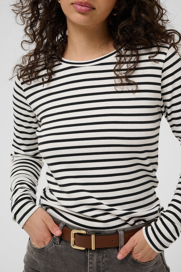 Kaffe KAliddy T-shirt- Chalk and Black Stripe