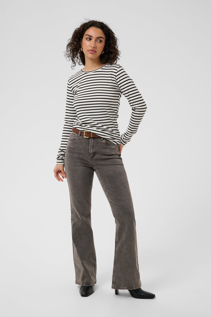 Kaffe KAliddy T-shirt- Chalk and Black Stripe