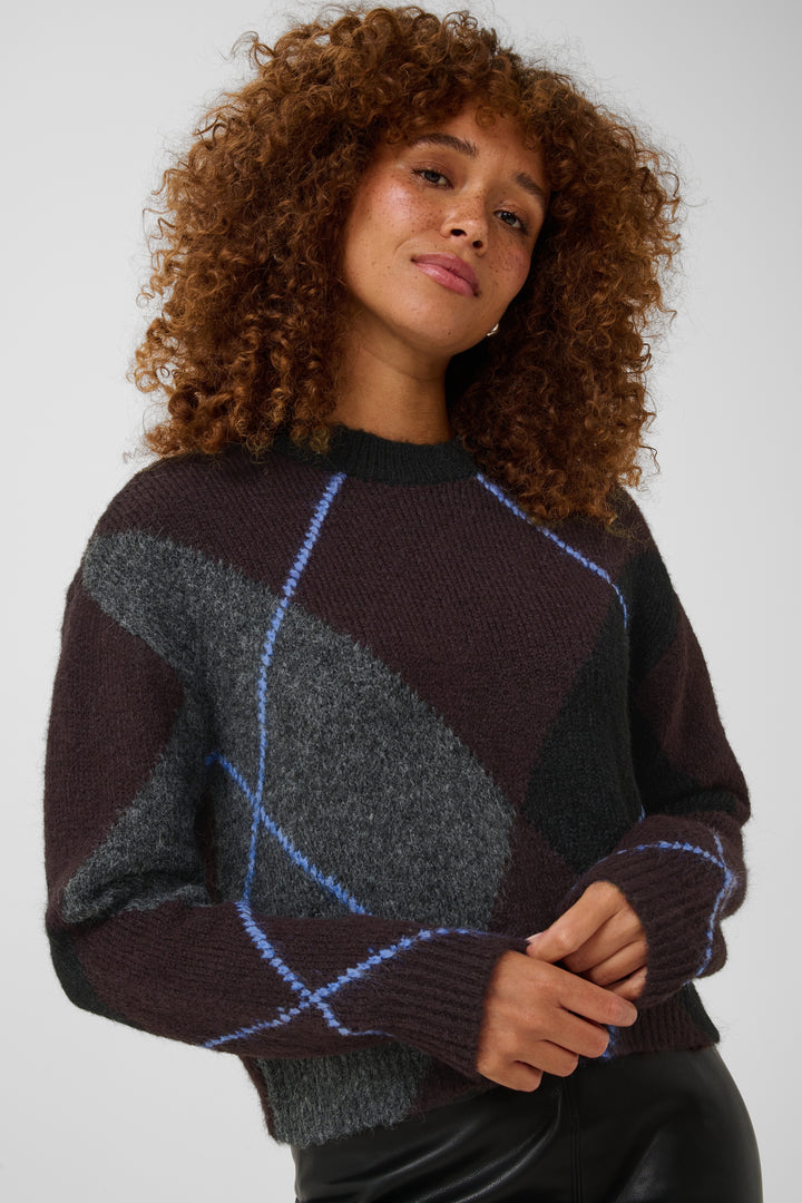 Kaffe Grith Knit Pullover- Dark Grey Melange/Fudge