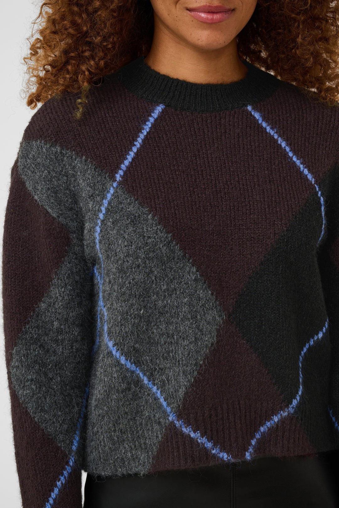 Kaffe Grith Knit Pullover- Dark Grey Melange/Fudge
