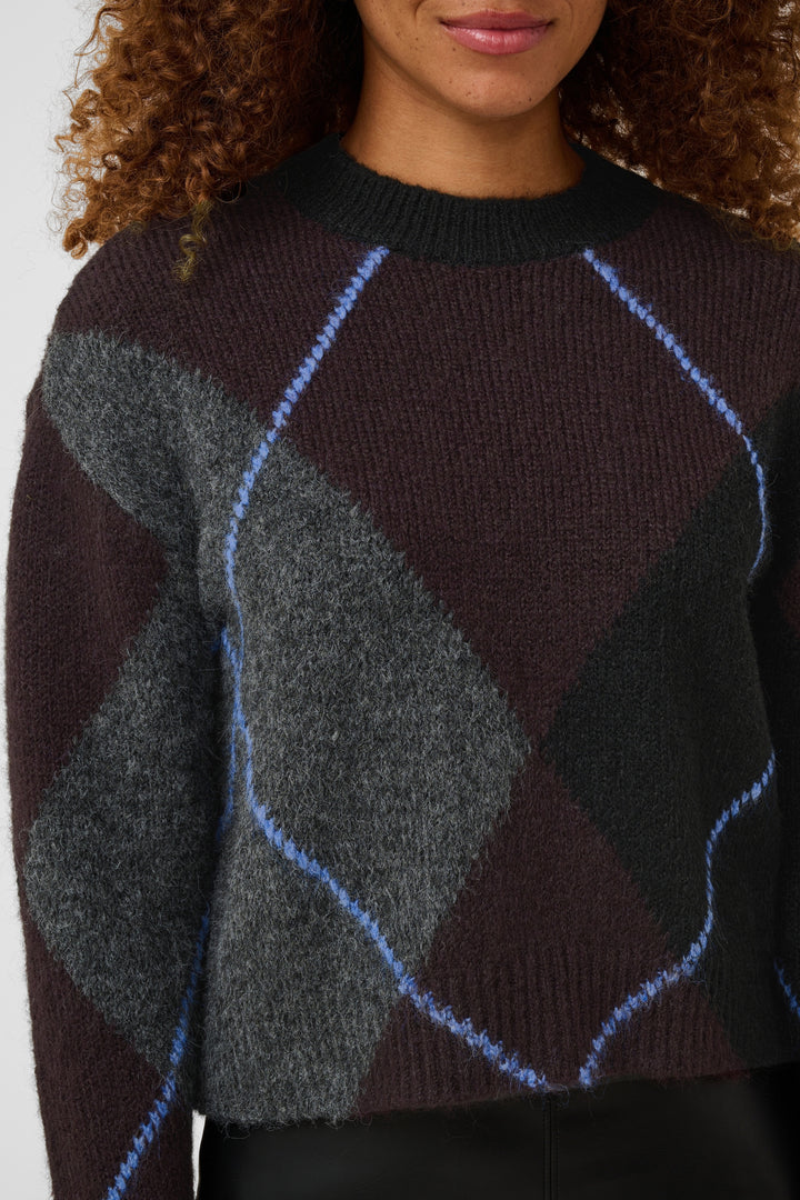 Kaffe Grith Knit Pullover- Dark Grey Melange/Fudge