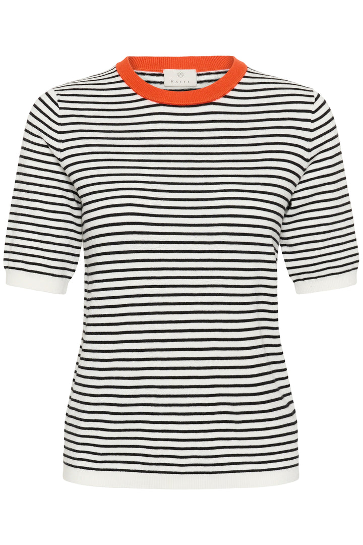 Kaffe Kalizza Narrow Striped Pullover- Chalk/Black Tigerlily