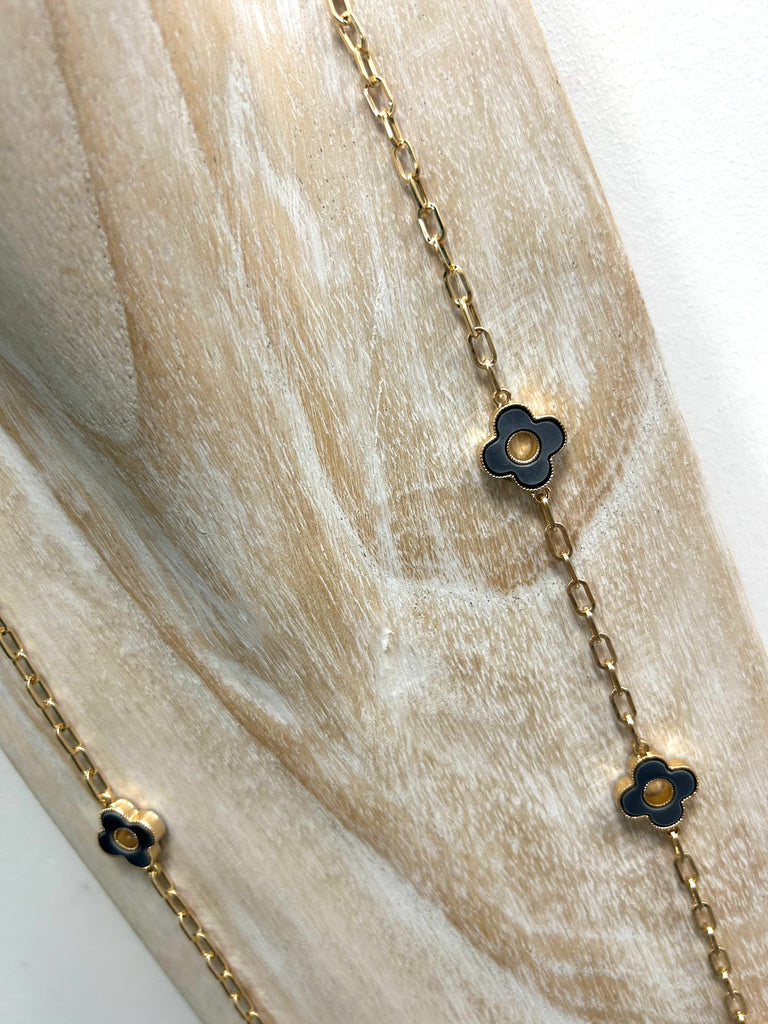 Envy Four Leaf Clover Necklaces- gold & grey