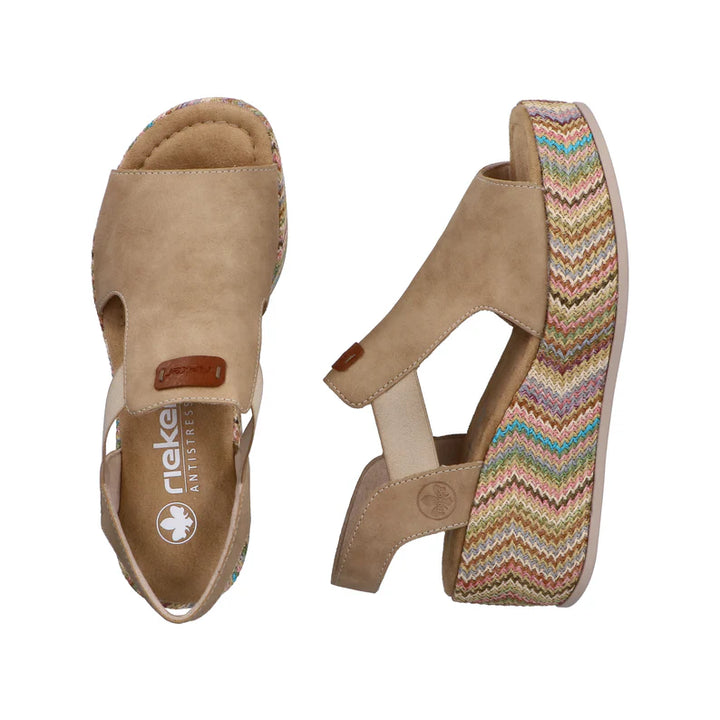 Rieker Wedge Sandal- Tan