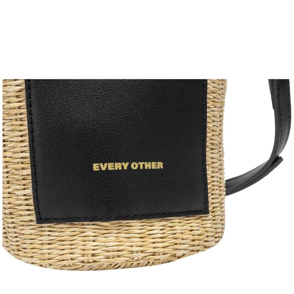 Every Other Wicker Style Bucket Bag with Crossbody Strap