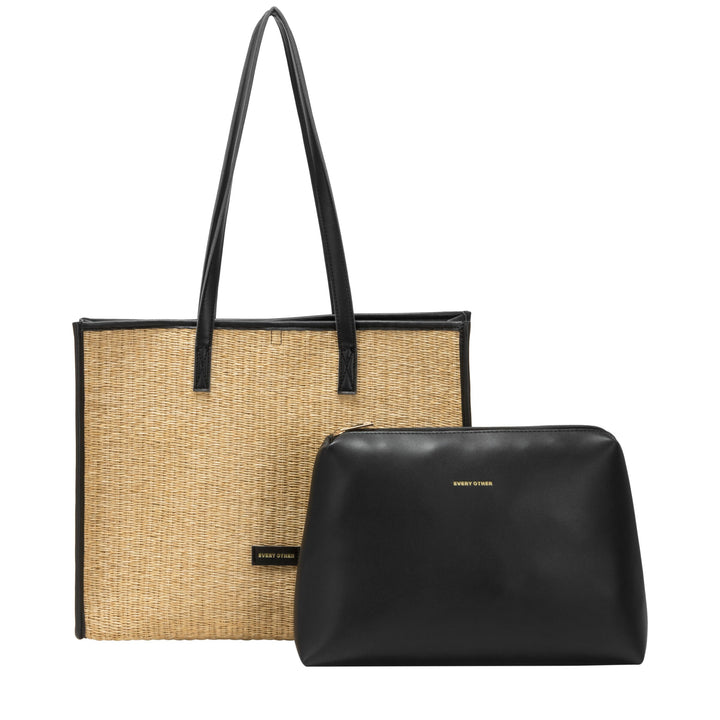 EVERY OTHER Straw Box Tote Bag -Black