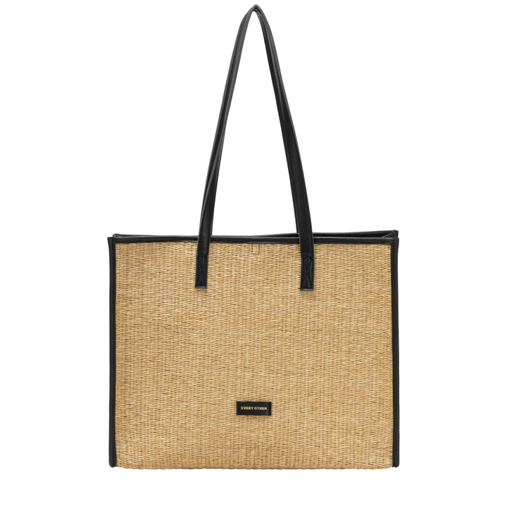 EVERY OTHER Straw Box Tote Bag -Black
