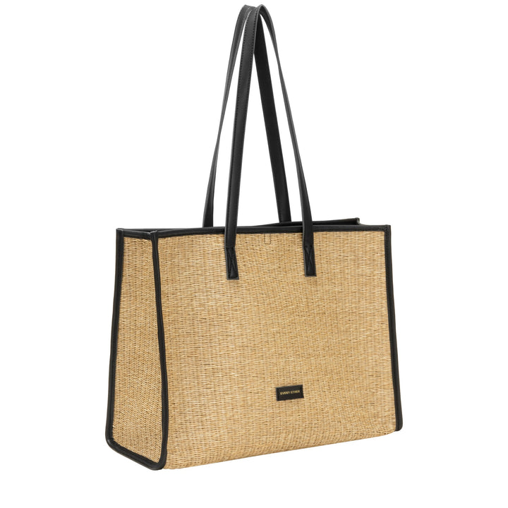 EVERY OTHER Straw Box Tote Bag -Black