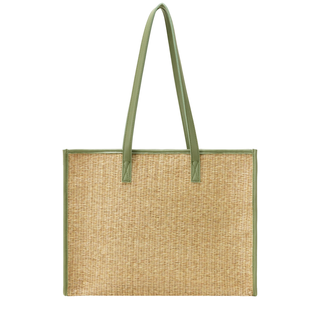 EVERY OTHER Straw Box Tote Bag - Olive