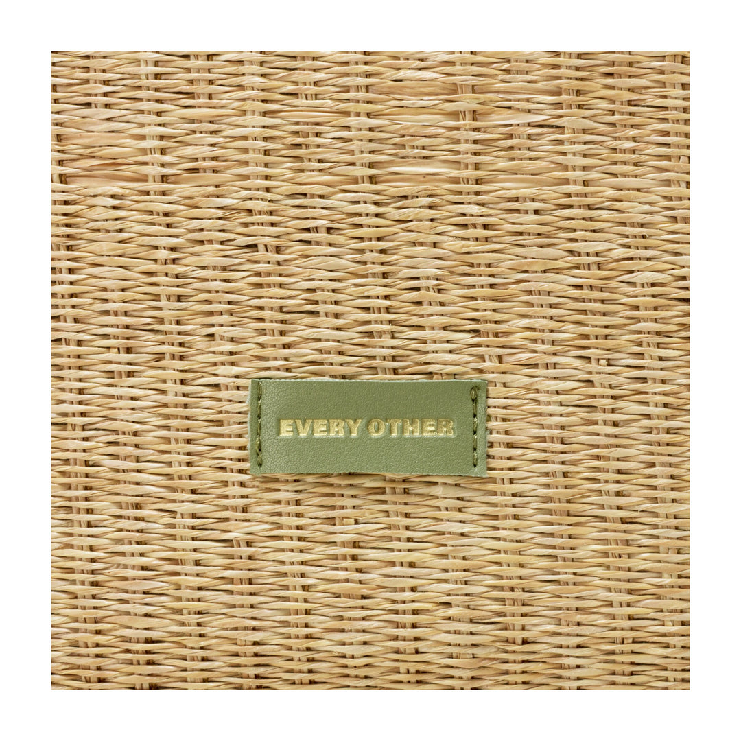 EVERY OTHER Straw Box Tote Bag - Olive