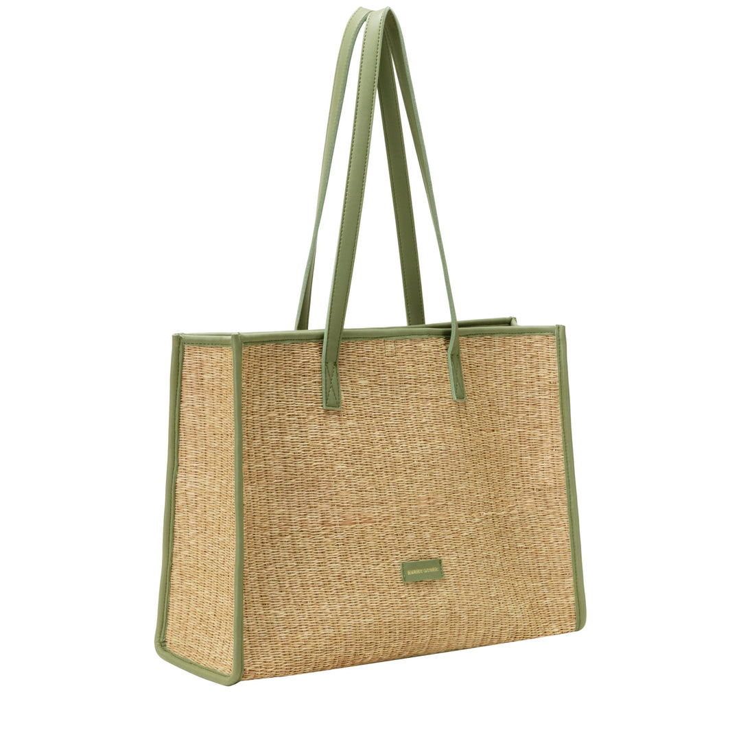 EVERY OTHER Straw Box Tote Bag - Olive