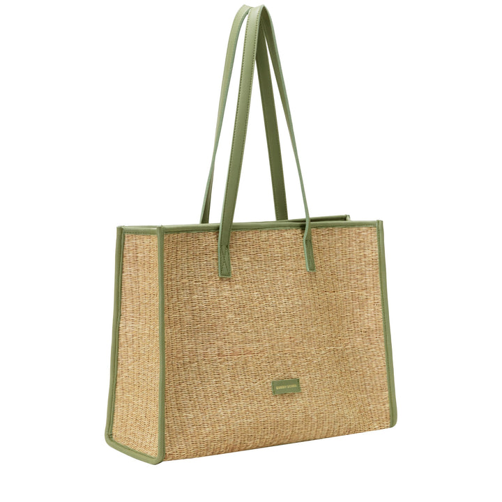EVERY OTHER Straw Box Tote Bag - Olive