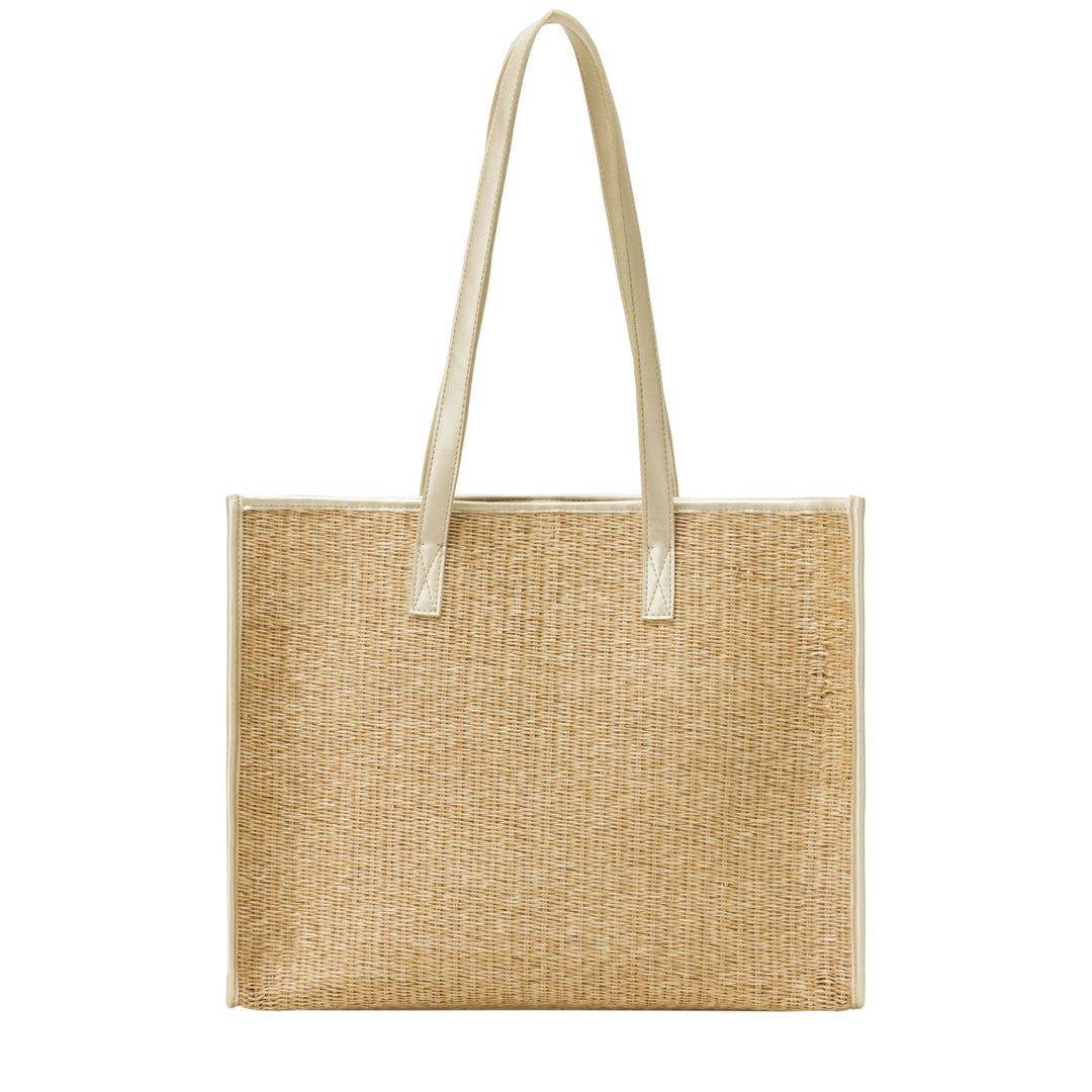 EVERY OTHER Straw Box Tote Bag - Soft Gold