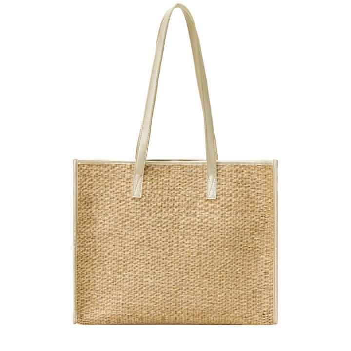 EVERY OTHER Straw Box Tote Bag - Soft Gold