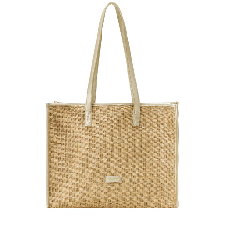 EVERY OTHER Straw Box Tote Bag - Soft Gold