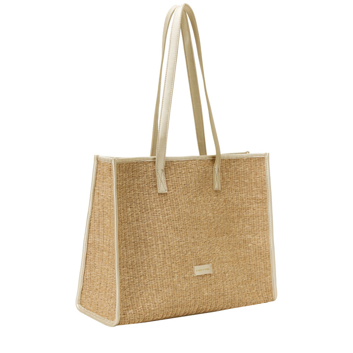 EVERY OTHER Straw Box Tote Bag - Soft Gold