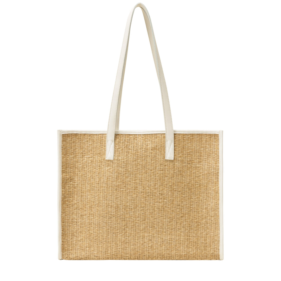 EVERY OTHER Straw Box Tote Bag - White