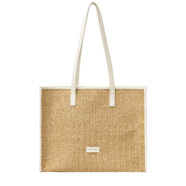 EVERY OTHER Straw Box Tote Bag - White