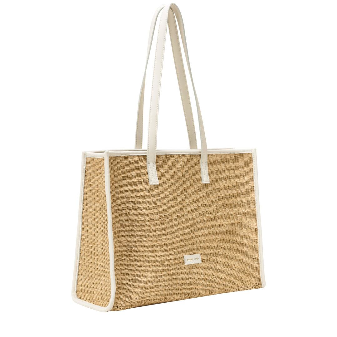 EVERY OTHER Straw Box Tote Bag - White