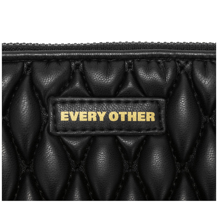 Every Other Quilted Zip Card Holder - Black