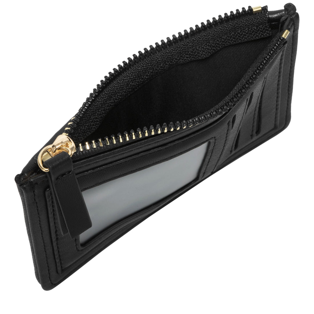 Every Other Quilted Zip Card Holder - Black
