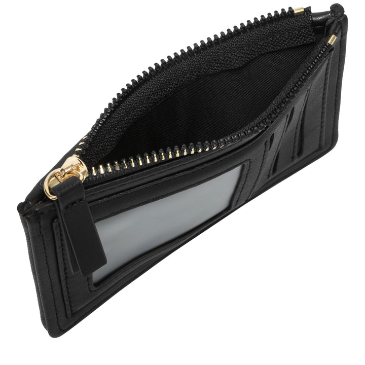 Every Other Quilted Zip Card Holder - Black