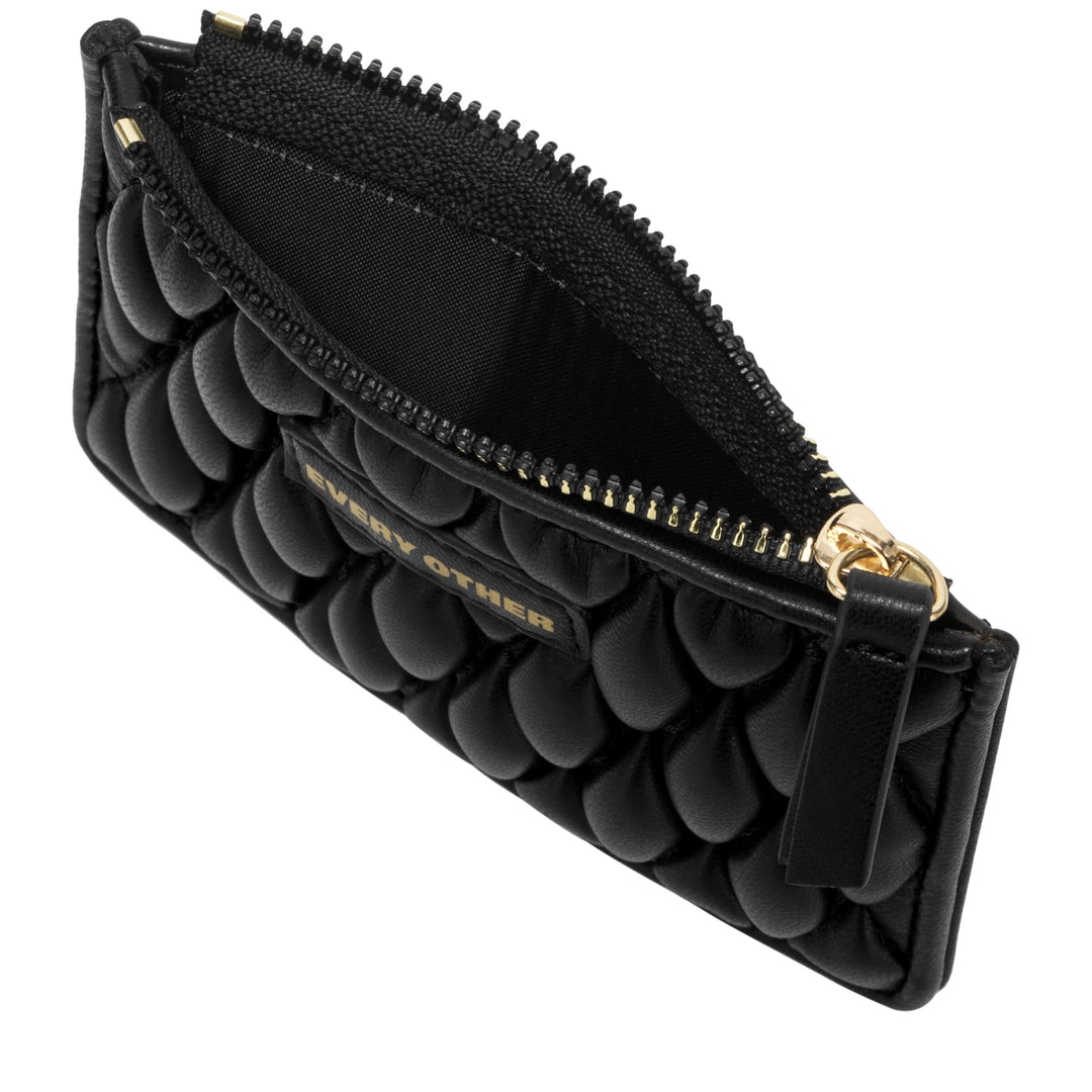 Every Other Quilted Zip Card Holder - Black