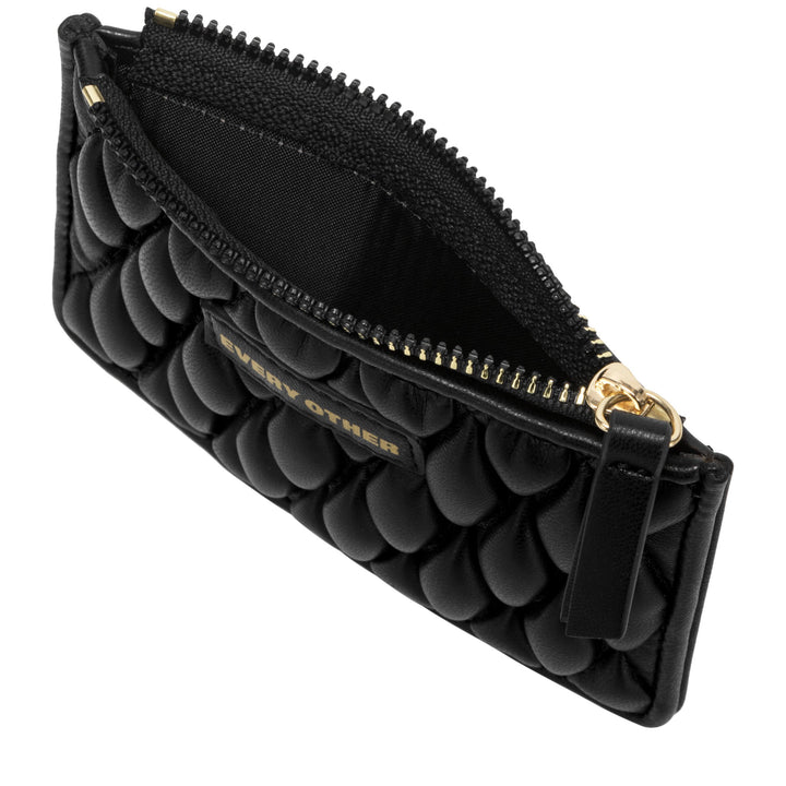 Every Other Quilted Zip Card Holder - Black