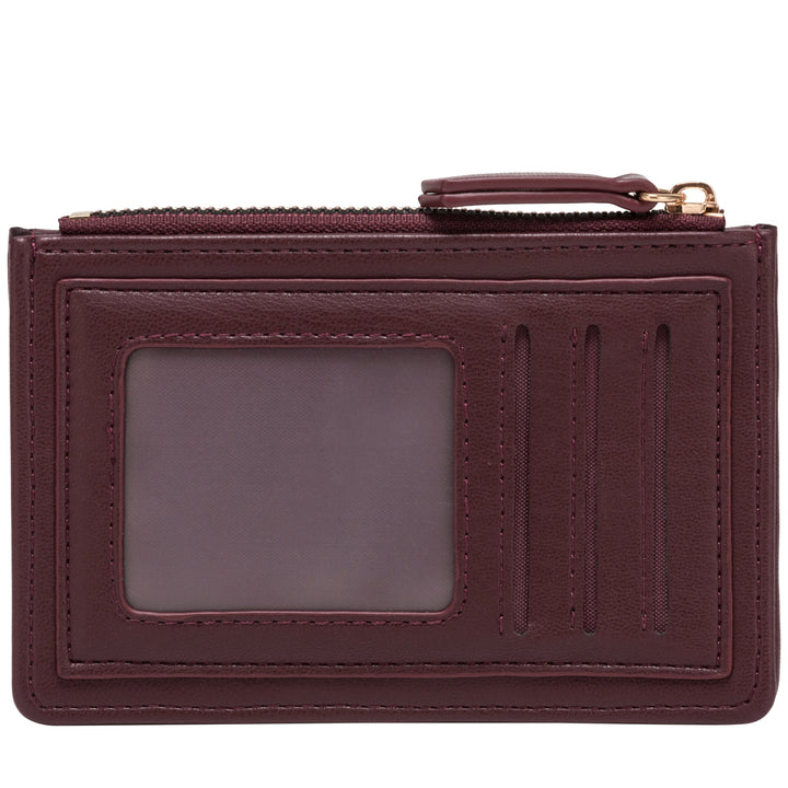 Every Other Quilted Zip Card Holder - Burgundy