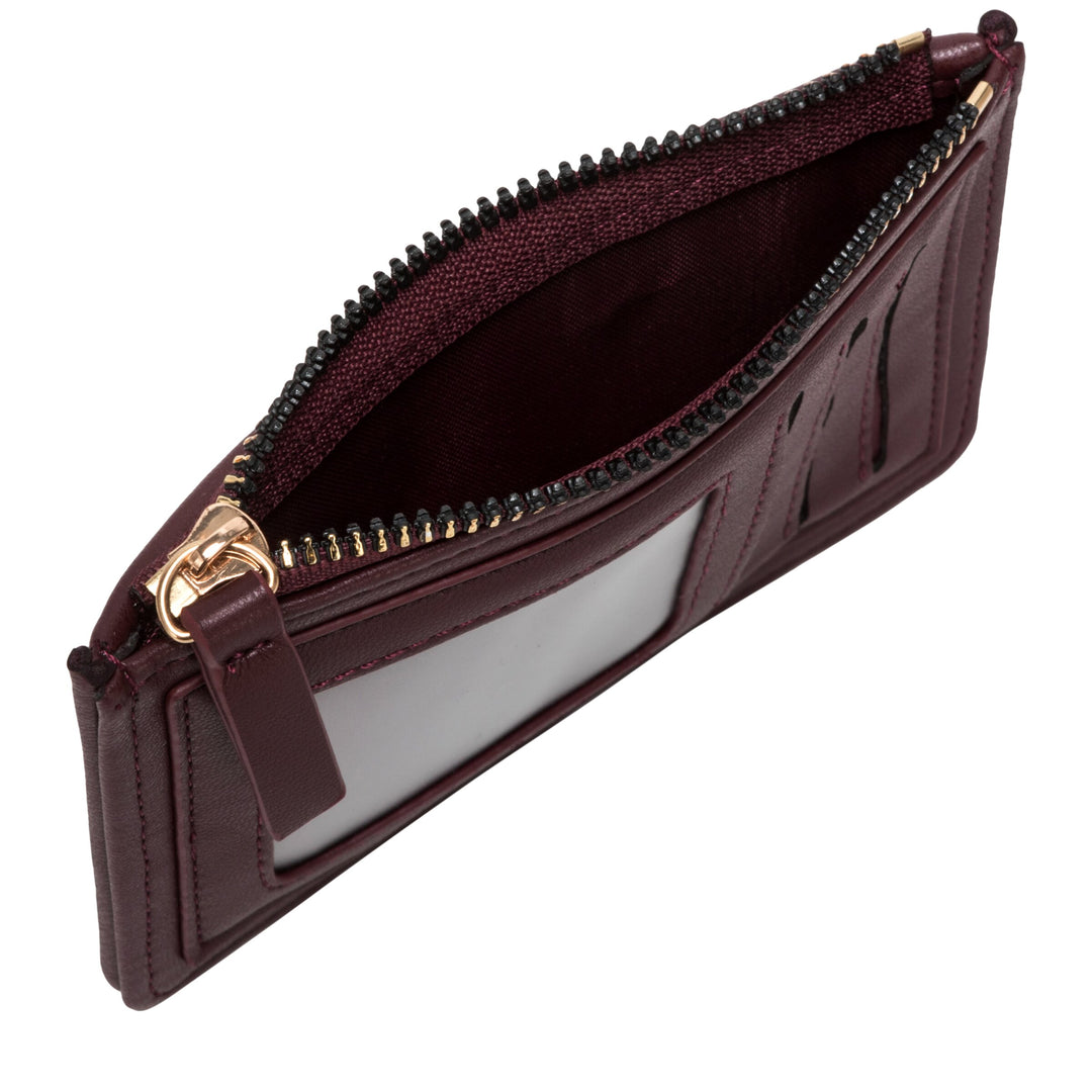 Every Other Quilted Zip Card Holder - Burgundy
