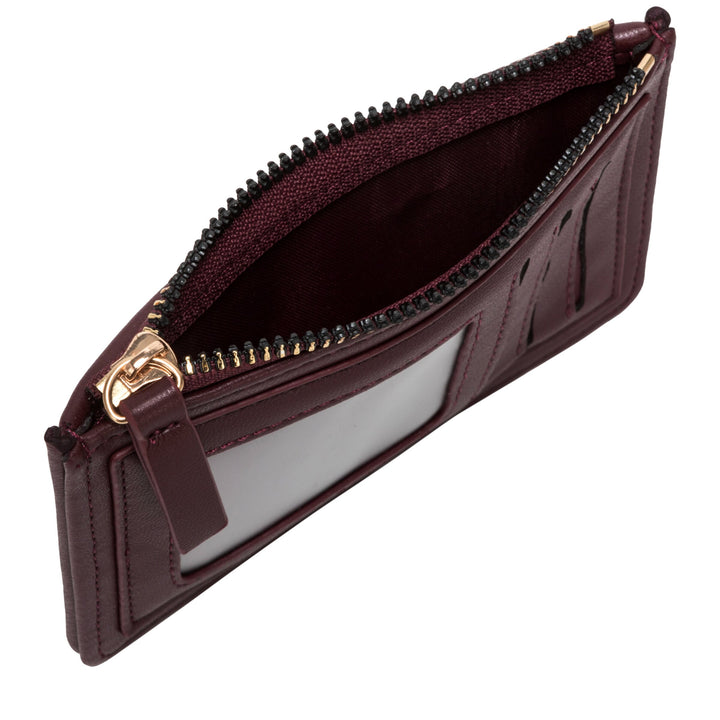 Every Other Quilted Zip Card Holder - Burgundy