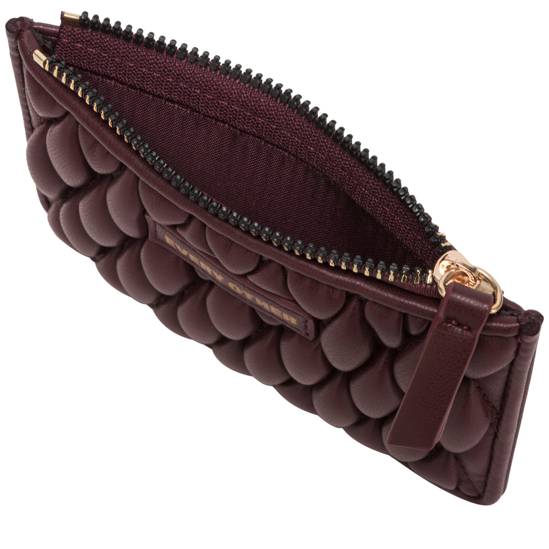 Every Other Quilted Zip Card Holder - Burgundy
