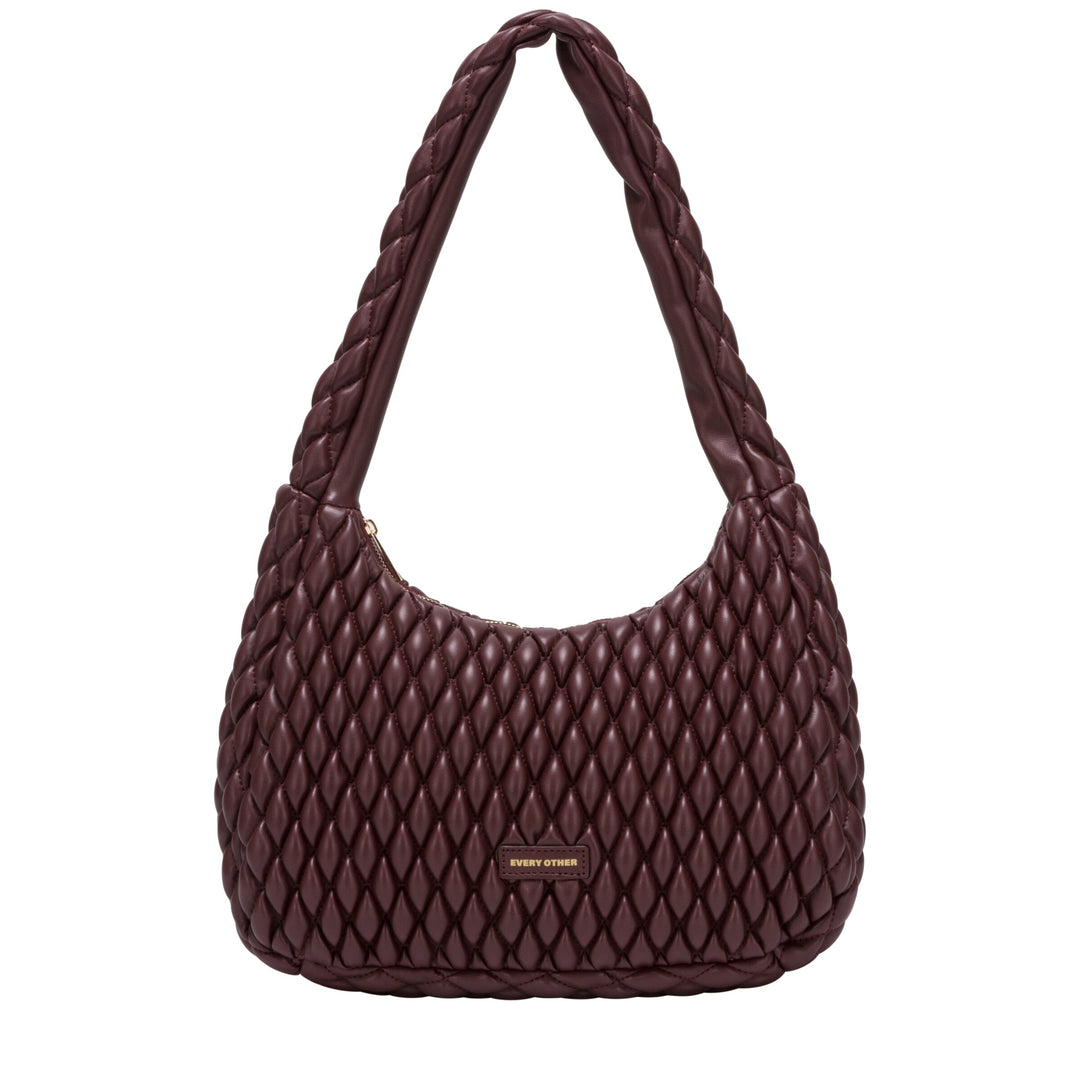 Every Other Quilted Shoulder Bag - Burgundy