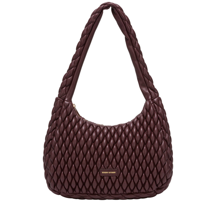 Every Other Quilted Shoulder Bag - Burgundy