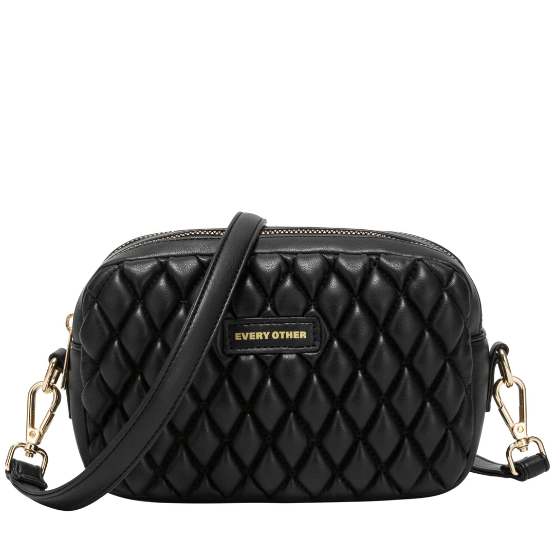 Every Other Quilted Camera Cros Body Bag - Black