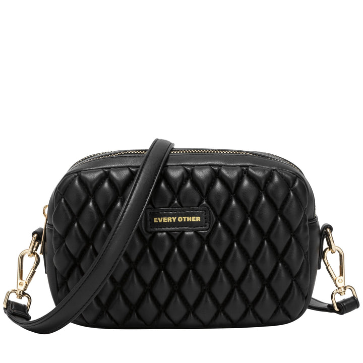 Every Other Quilted Camera Cros Body Bag - Black