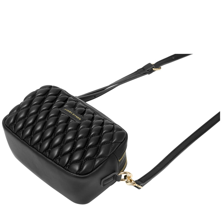 Every Other Quilted Camera Cros Body Bag - Black