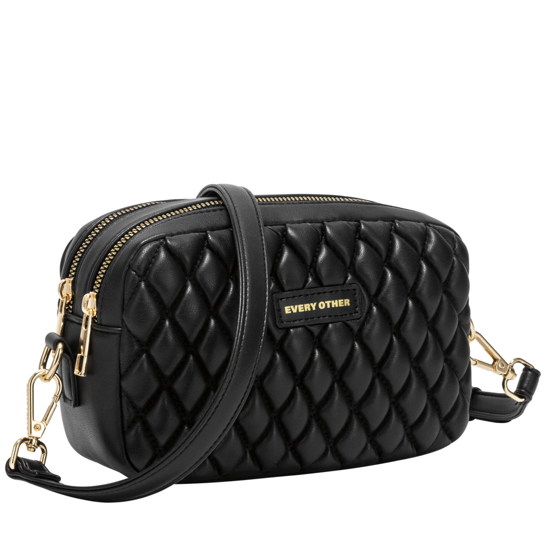 Every Other Quilted Camera Cros Body Bag - Black