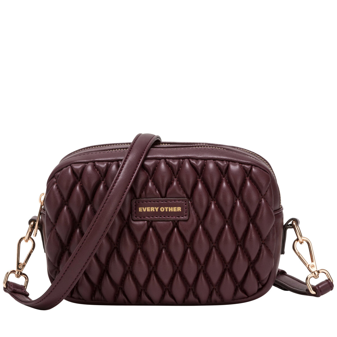 Every Other Quilted Camera Cros Body Bag - Burgundy