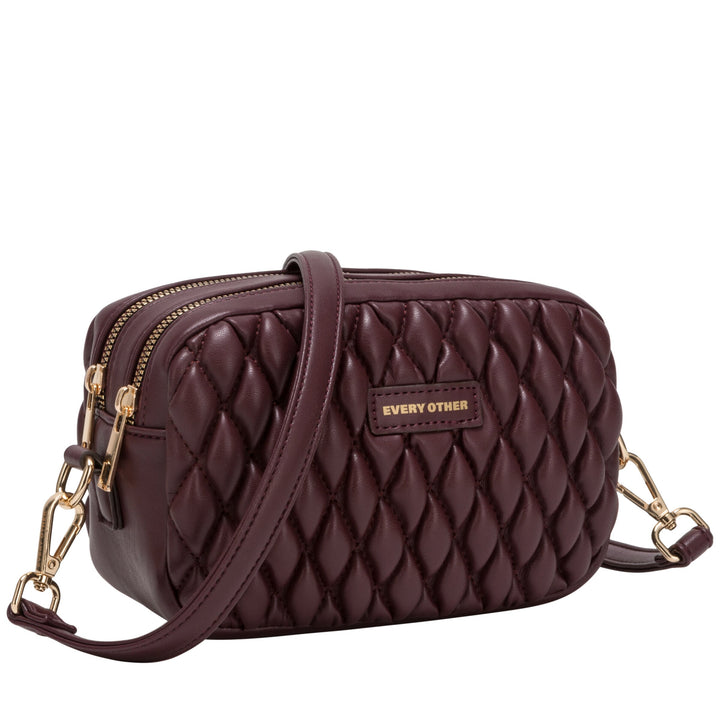 Every Other Quilted Camera Cros Body Bag - Burgundy