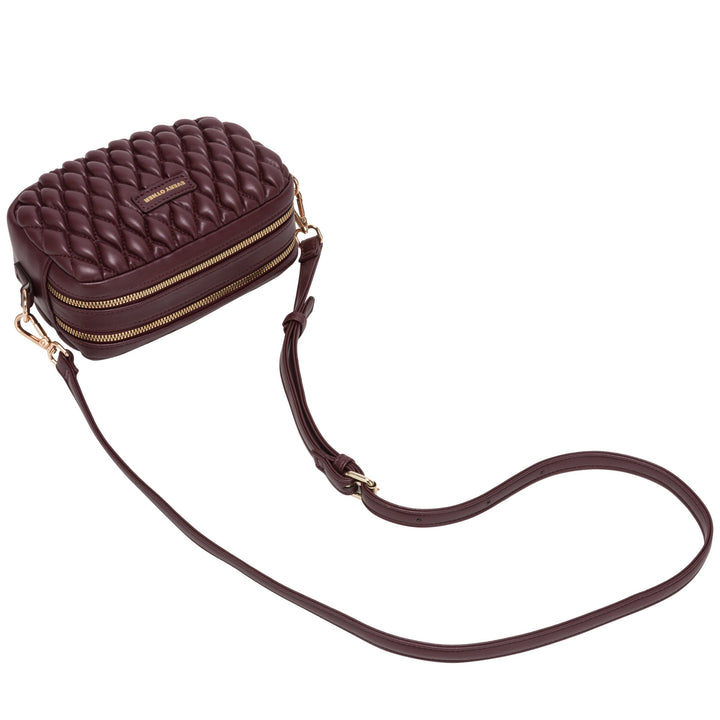 Every Other Quilted Camera Cros Body Bag - Burgundy